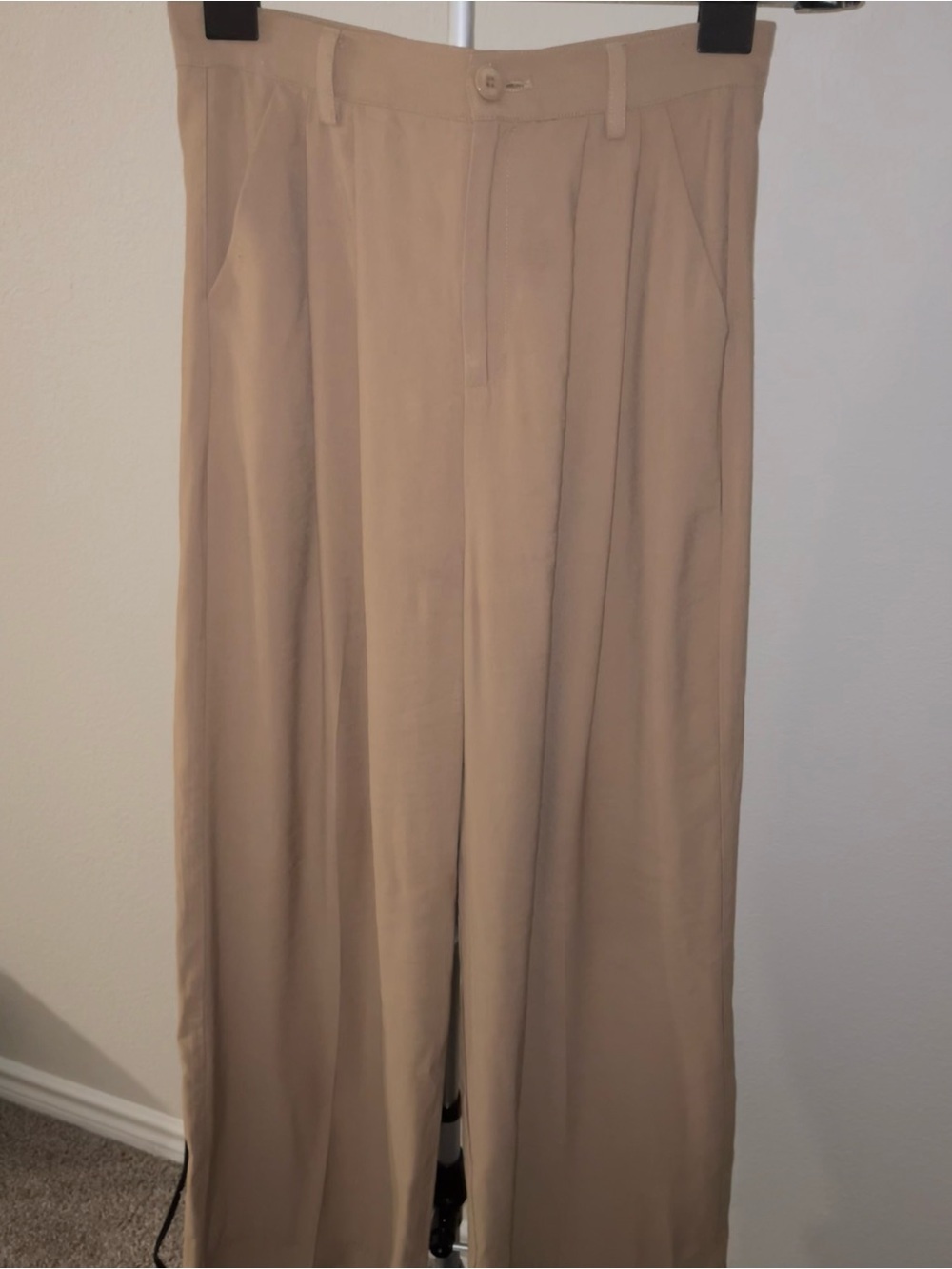 NONchalant Beige Pleated Women's Dress Pants